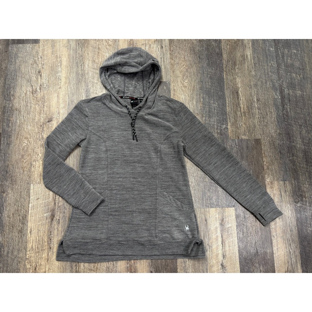 Spyder Active Womens Gray Space Dye Hoodie Pullover Thumbholes SP144U Size M